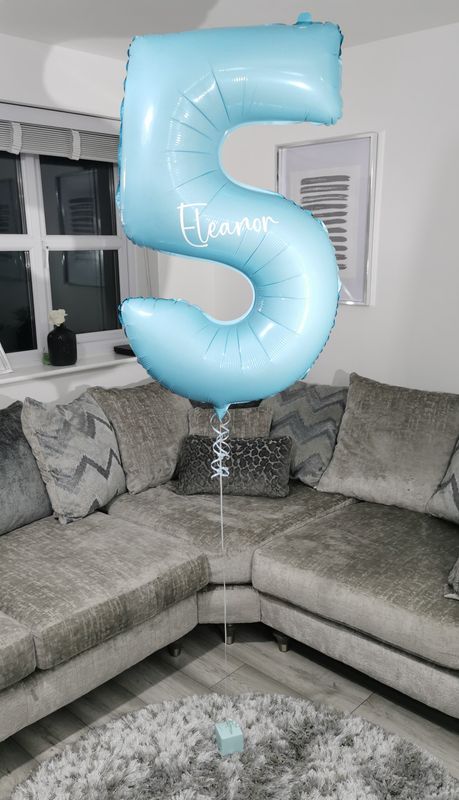 Personalised Pastel Blue 34" Helium Number Balloon