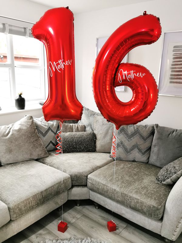Personalised Red 34" Helium Number Balloon