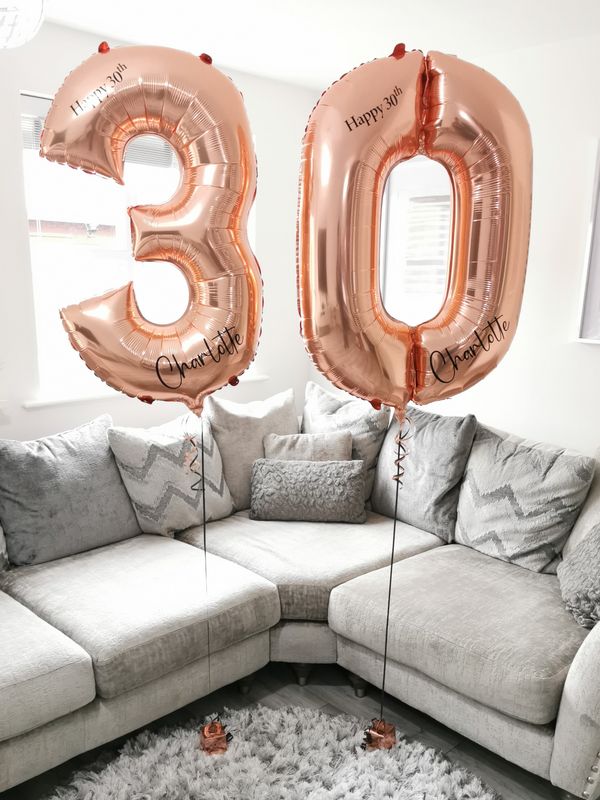 Personalised Rose Gold 34" Helium Number Balloon