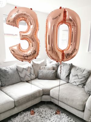 Rose Gold 34 Inch Helium Filled Number Foil Balloon