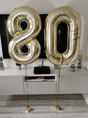 White Gold 34 Inch Helium Filled Number Foil Balloon
