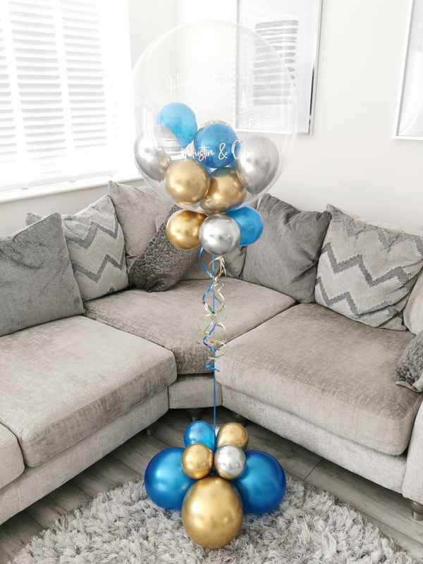 Blue, Gold And Silver Bubble Balloon