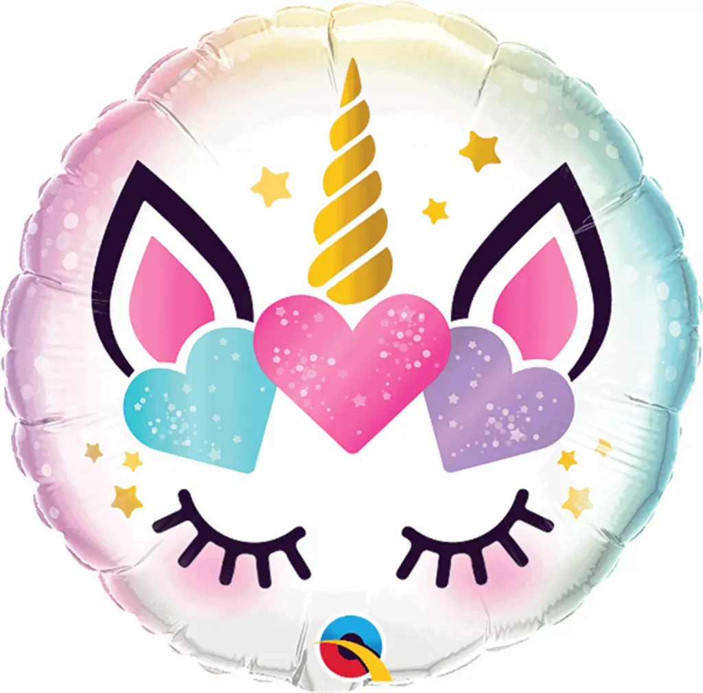 Unicorn With Eyelashes Round Foil Balloon