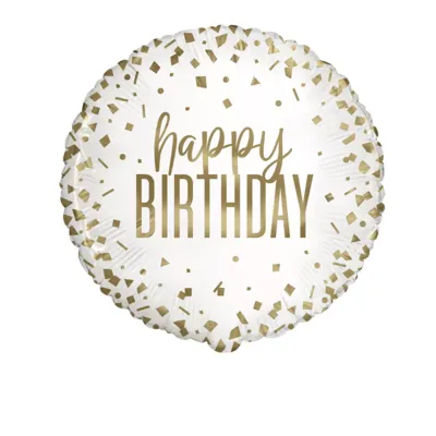 Gold Confetti Birthday Round Foil Balloon