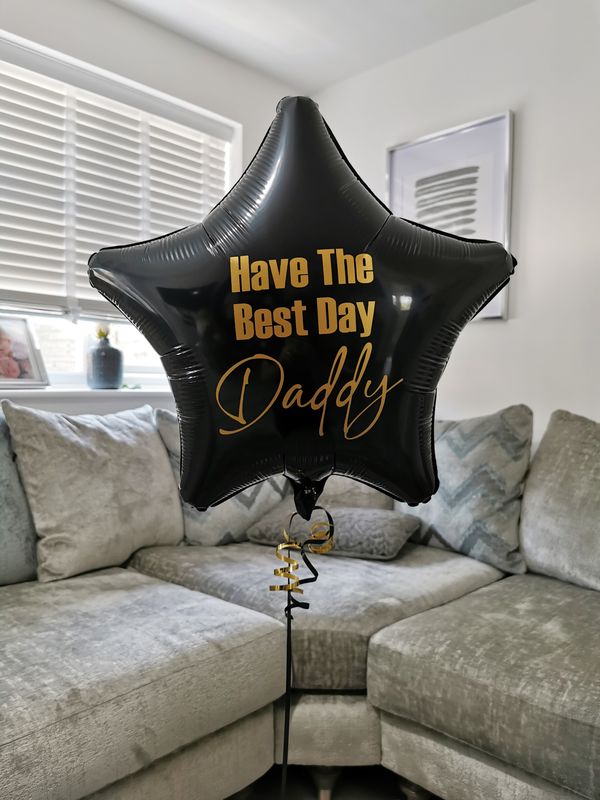 Black 20 Inch Personalised Helium Filled Star Balloon