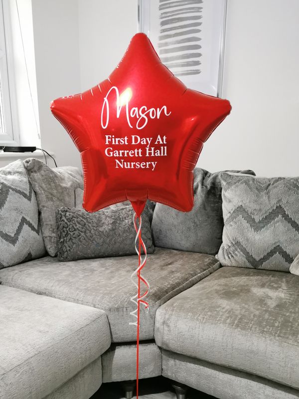 Red 20 Inch Personalised Helium Filled Star Balloon