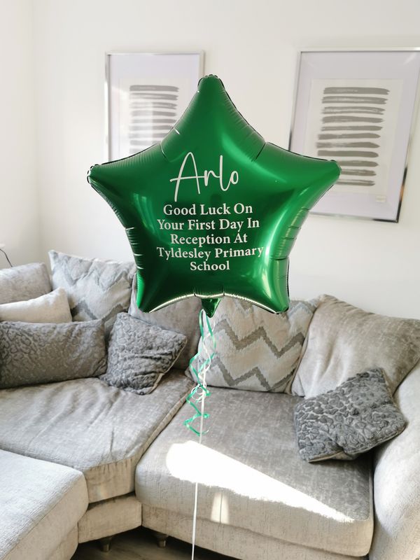 Green 20 Inch Personalised Helium Filled Star Balloon