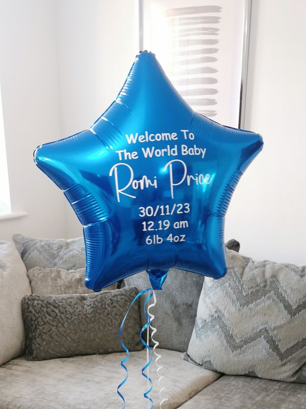 Blue 20 Inch Personalised Helium Filled Star Balloon