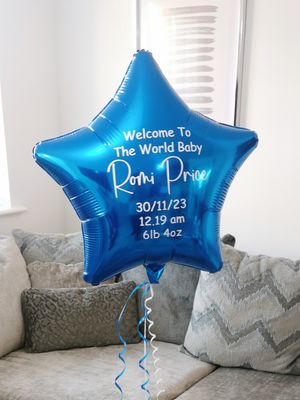 Blue 20 Inch Personalised Helium Filled Star Balloon