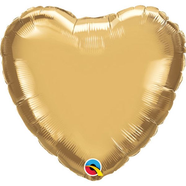 Chrome Gold 18 Inch Personalised Helium Filled Heart Balloon