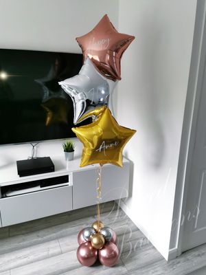 Rose Gold, Silver &amp; Gold Personalised Triple Foil Balloon Cluster