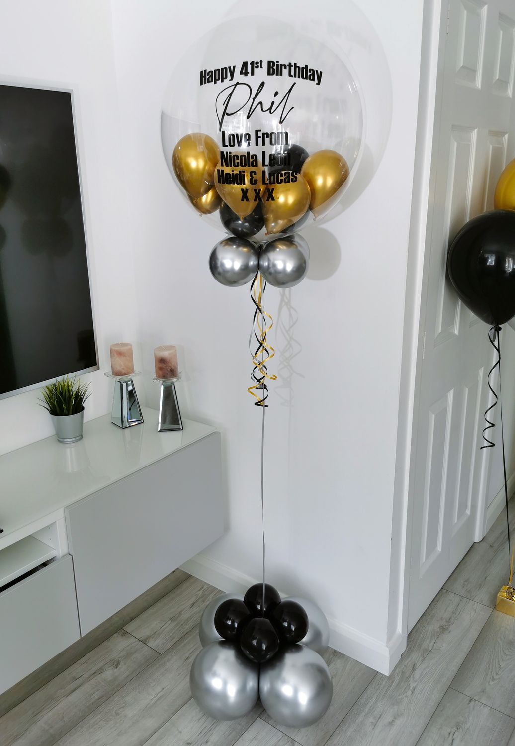 Black, Silver And Gold Bubble Balloon