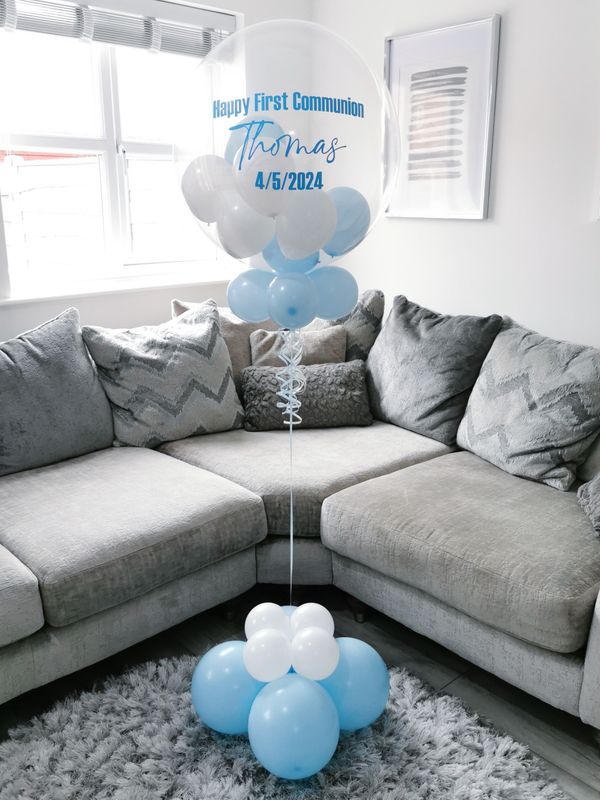 Pastel Blue And White Bubble Balloon