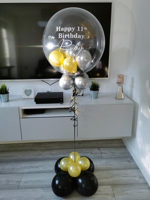 Metallic Gold, Black And Silver Bubble Balloon
