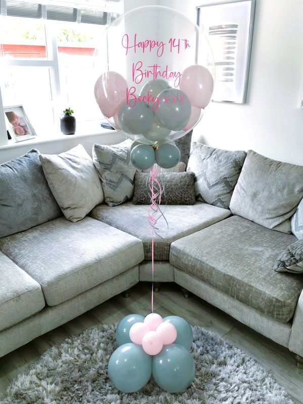 Grey And Pastel Pink Bubble Balloon