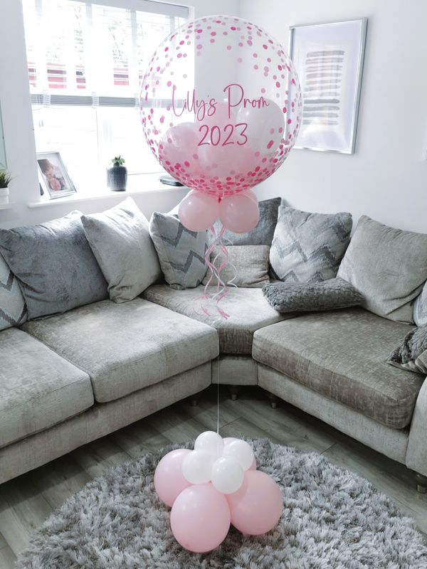 Pink &amp; White Confetti Bubble Balloon