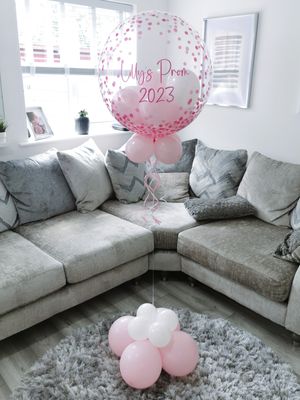 White And Pink Themed Confetti Bubble Balloon