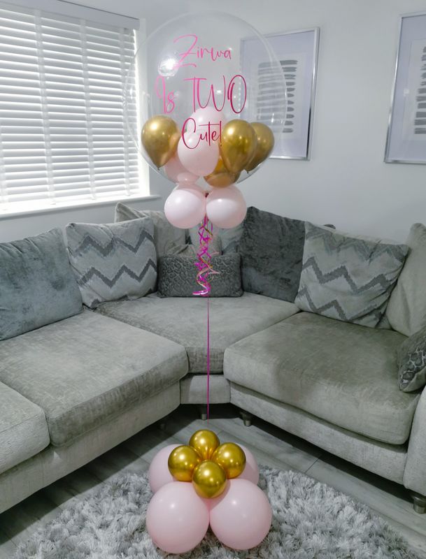Gold And Pastel Pink Bubble Balloon
