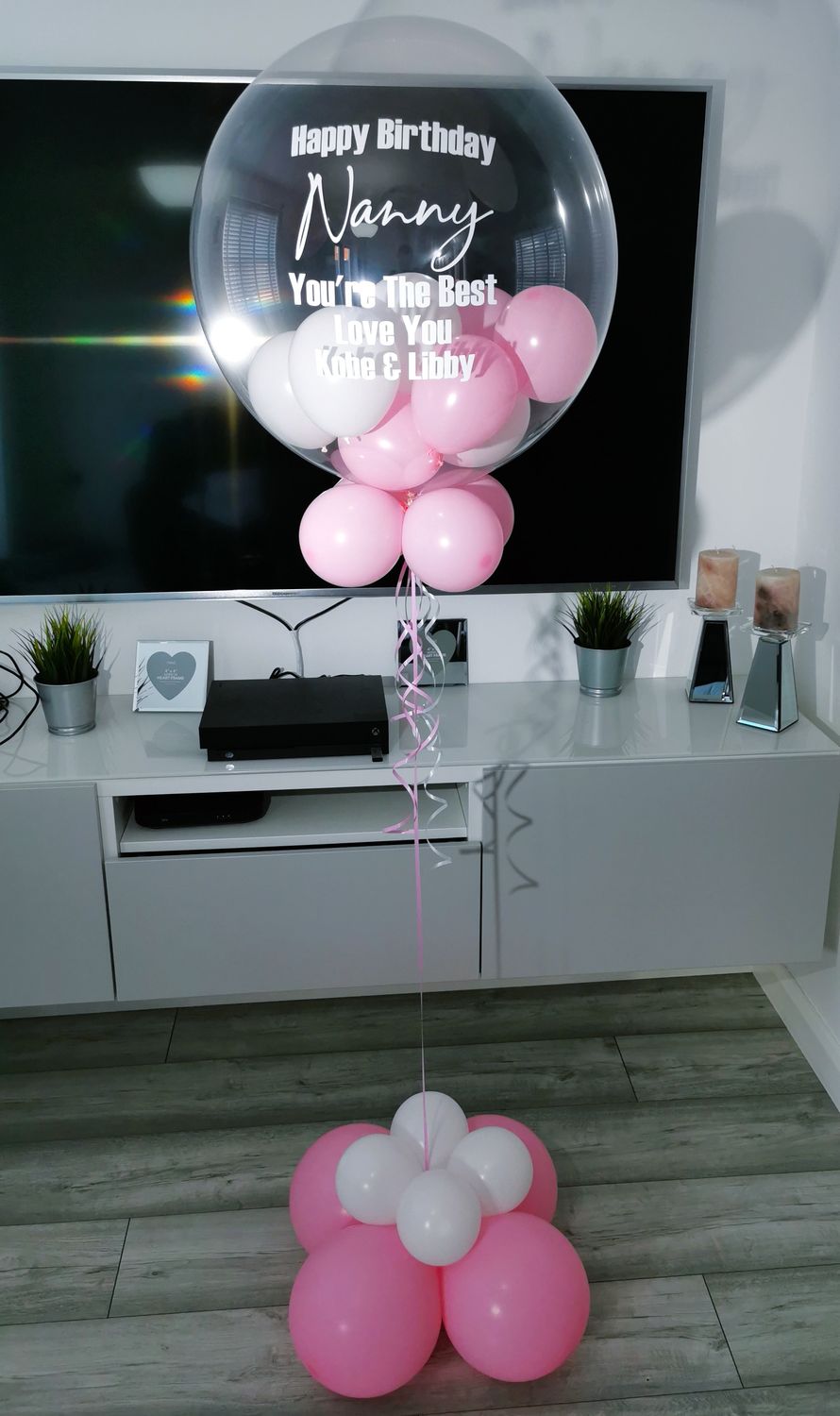 Pink And White Bubble Balloon