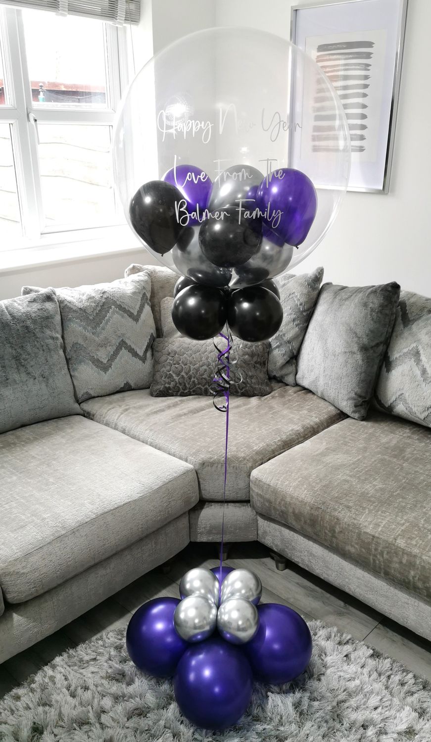 Black, Purple And Silver Bubble Balloon