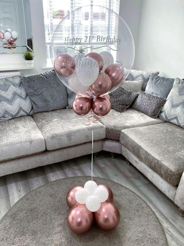 Rose Gold And White Bubble Balloon