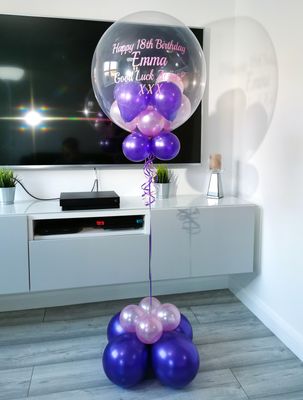 Metallic Purple And Satin Pink Bubble Balloon