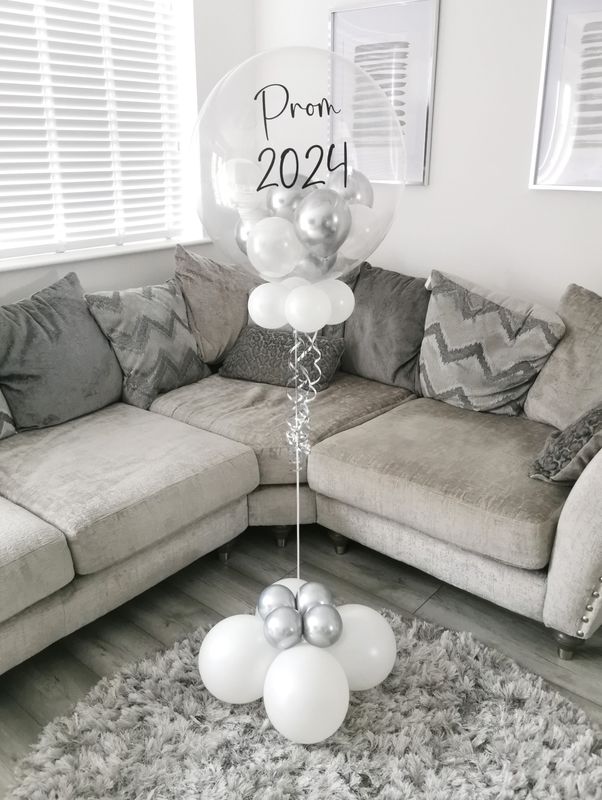 Chrome Silver And White Bubble Balloon