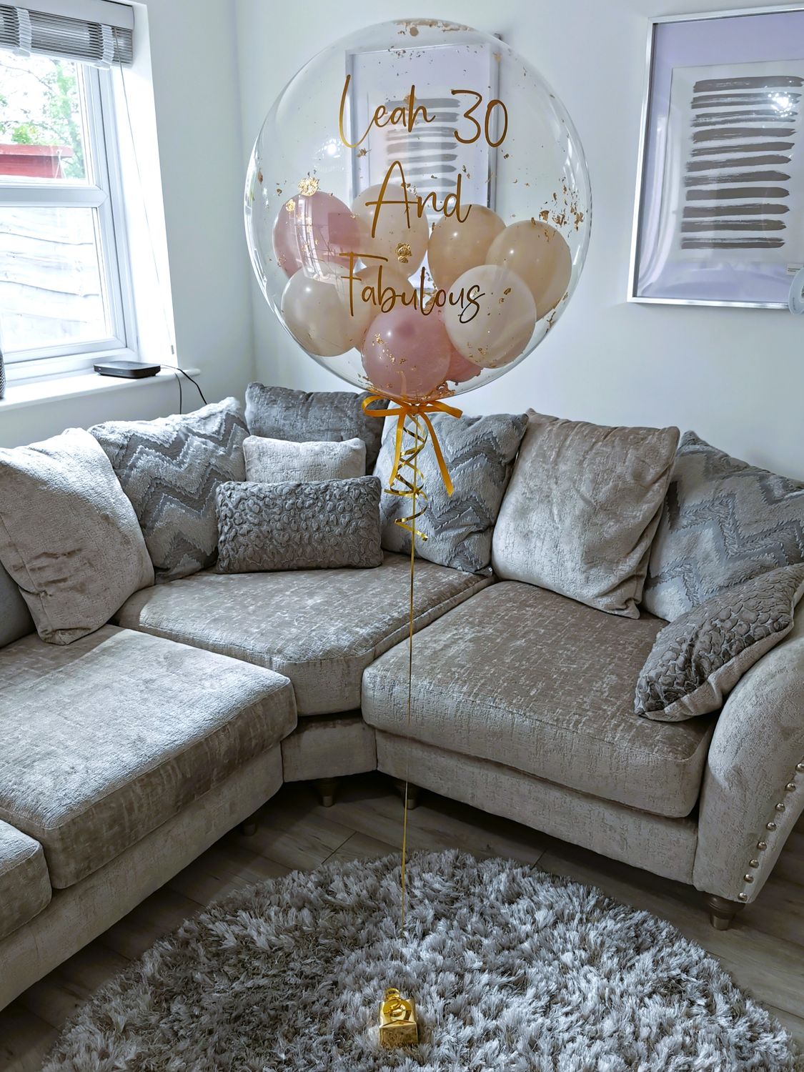 Gold And Nude Foil Leaf Flake Bubble Balloon