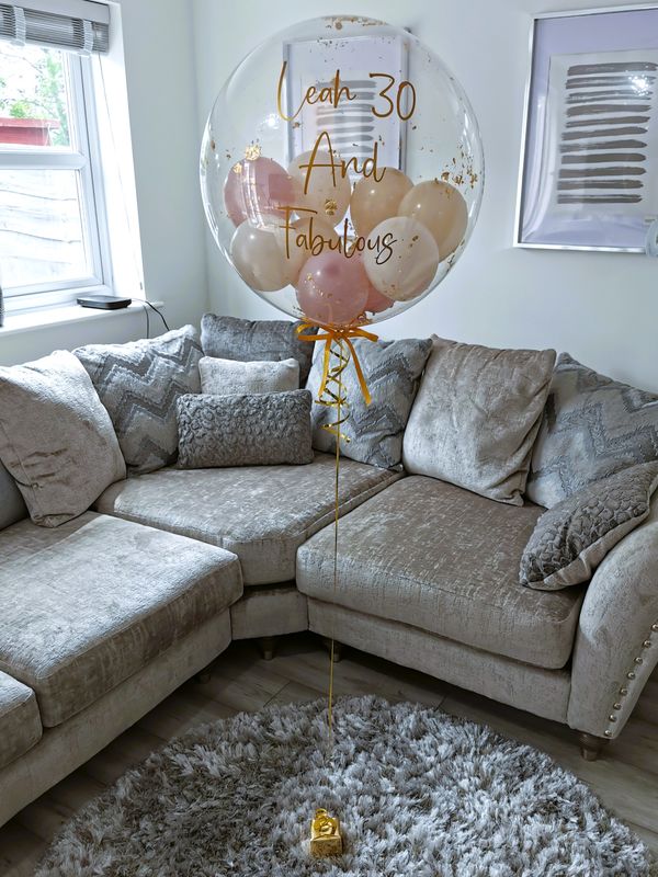 Gold And Nude Foil Leaf Flake Bubble Balloon