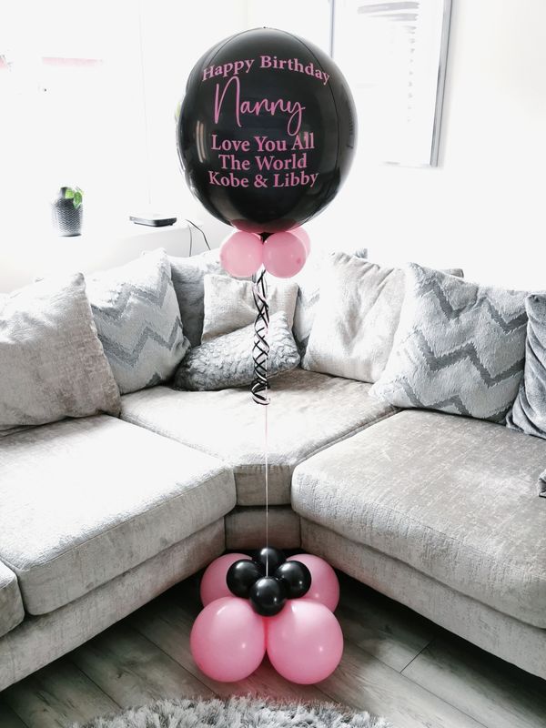 Black &amp; Pink Personalised Orbz Balloon