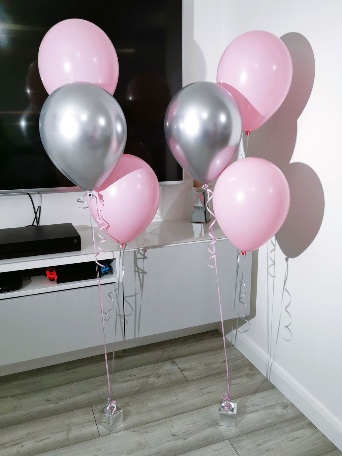 Pink And Silver Latex Balloon Clusters