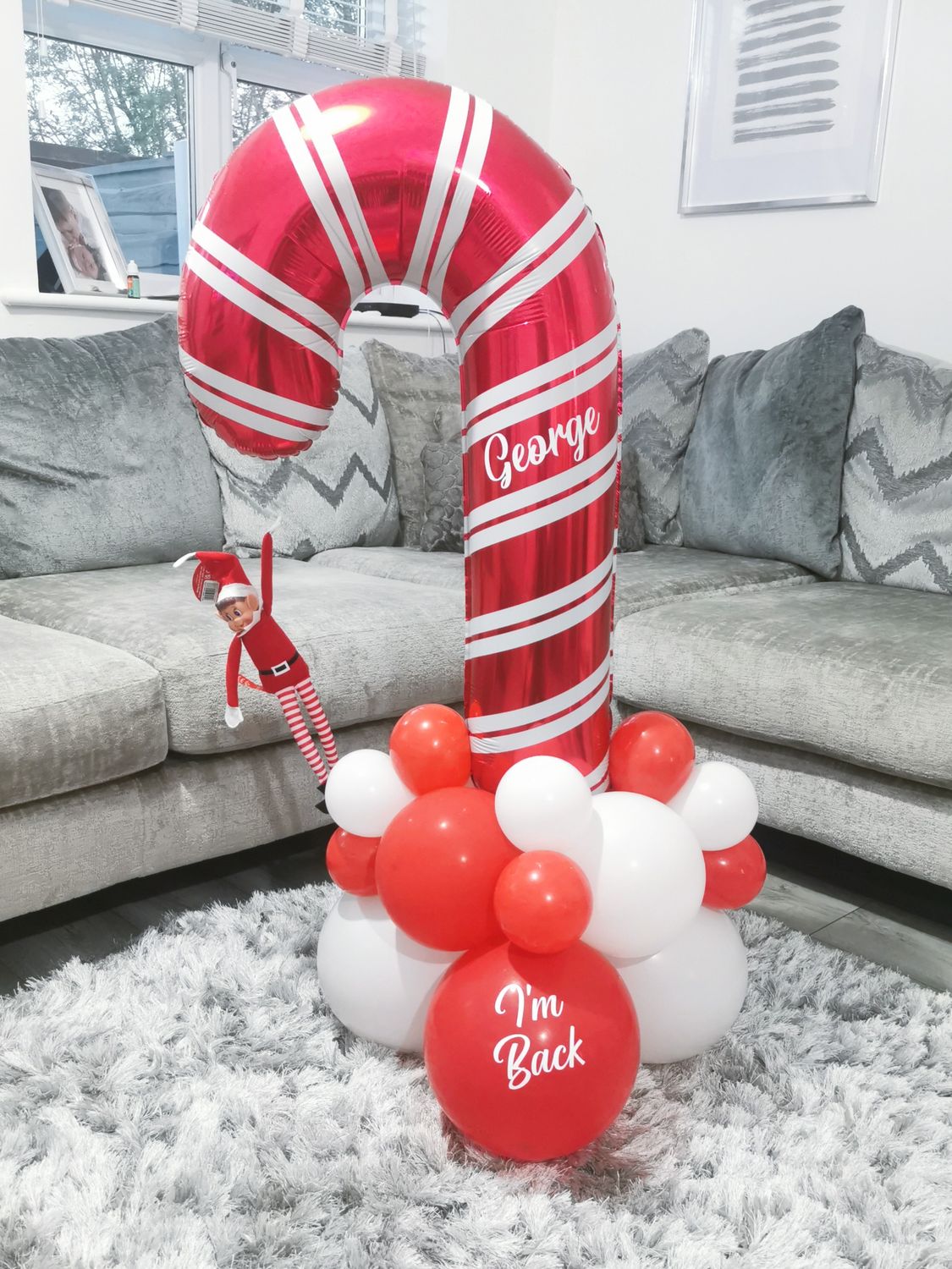 Candy Cane Elf Return Balloon