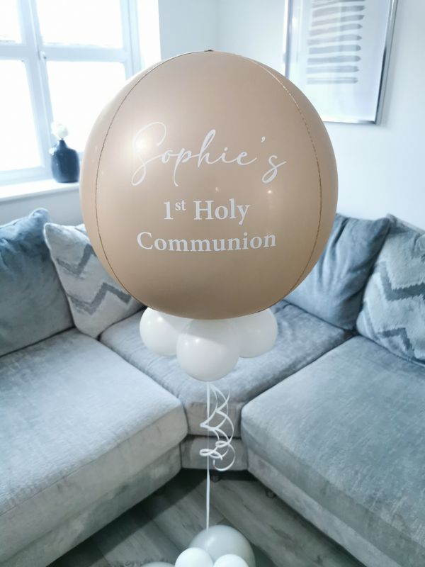Satin Cream Personalised Globe Balloon