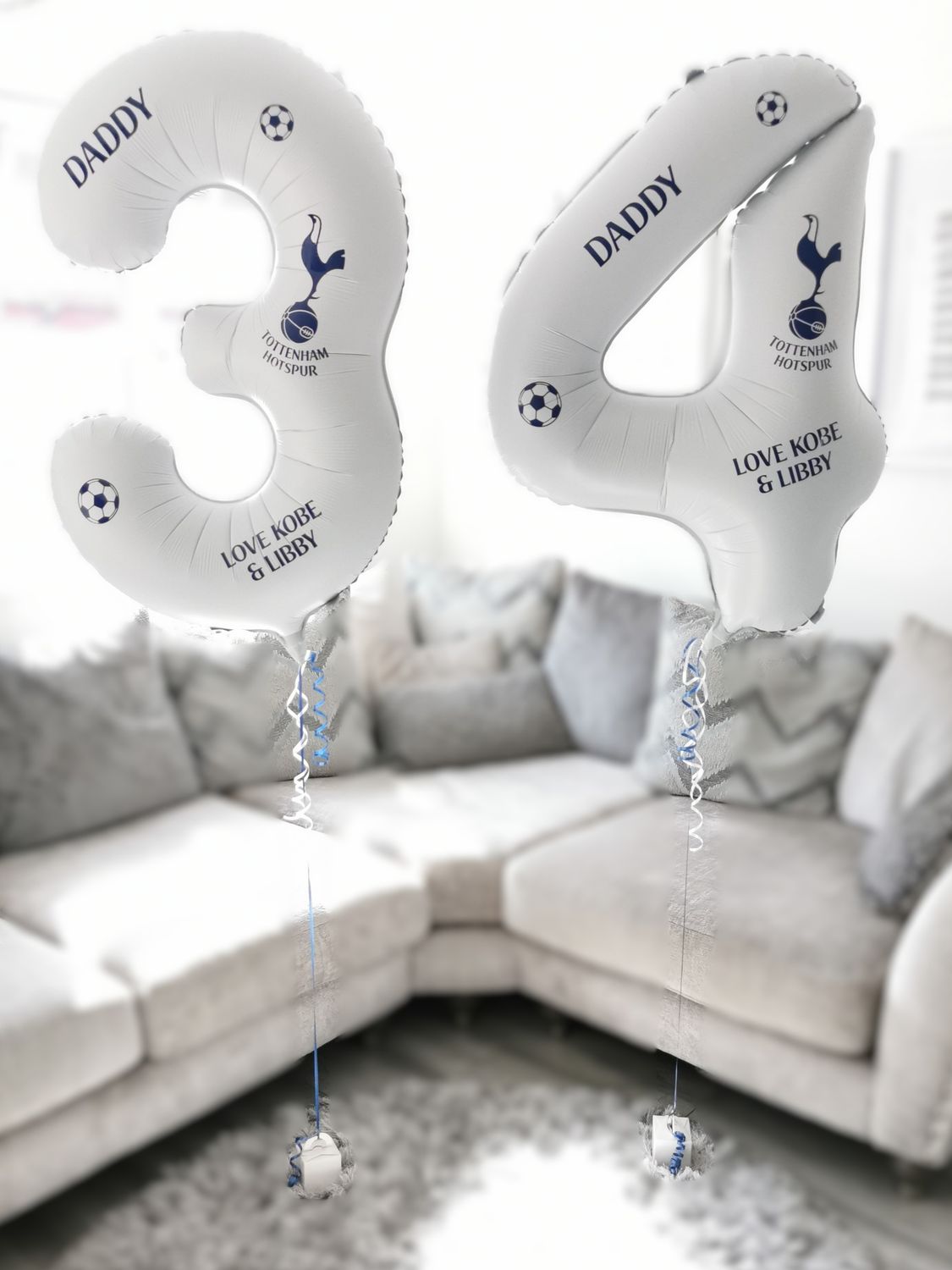 Tottenham Hotspur 34&quot; Personalised Football Themed Helium Number Balloon