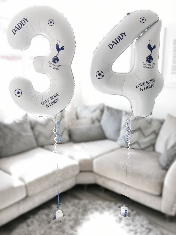 Tottenham Hotspur 34" Personalised Football Themed Helium Number Balloon