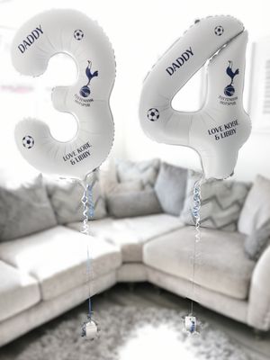 Tottenham Hotspur 34" Personalised Football Themed Helium Number Balloon