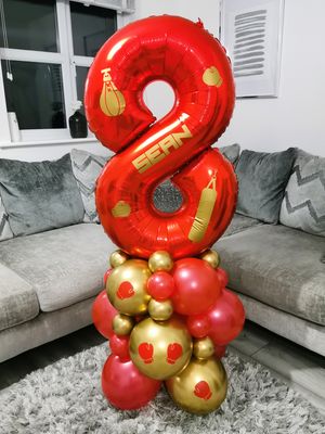 Boxing Balloon Stack with Personalised Red Number