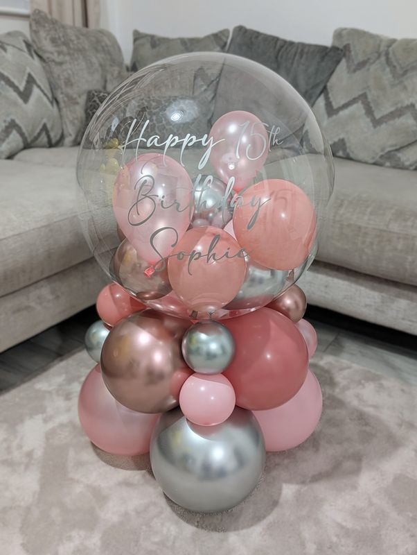 Bubble Stack Balloon Rose Gold, Silver &amp; Pink