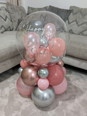 Bubble Stack Balloon Rose Gold, Silver &amp; Pink