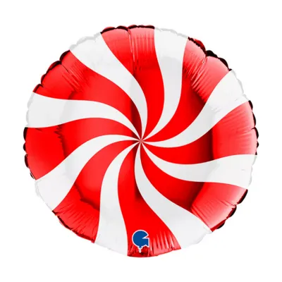 Red Candy Swirl 18 Inch Personalised Helium Filled Round Balloon