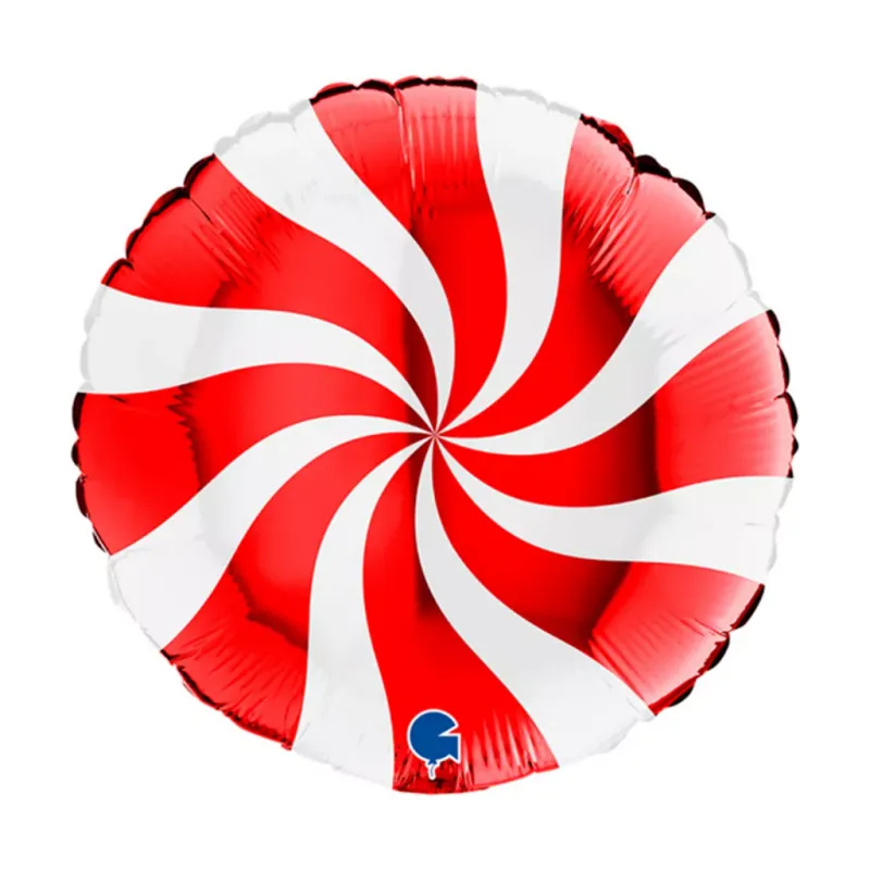 Red Candy Swirl 18 Inch Personalised Helium Filled Round Balloon