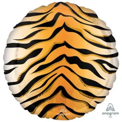 Tiger Animal Print 17 Inch Personalised Helium Filled Round Balloon