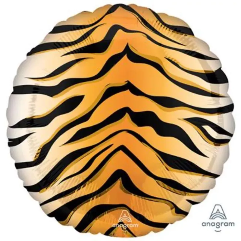 Tiger Animal Print 17 Inch Personalised Helium Filled Round Balloon