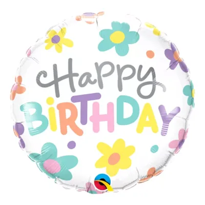 Happy Birthday Retro Daisies Round Foil Balloon