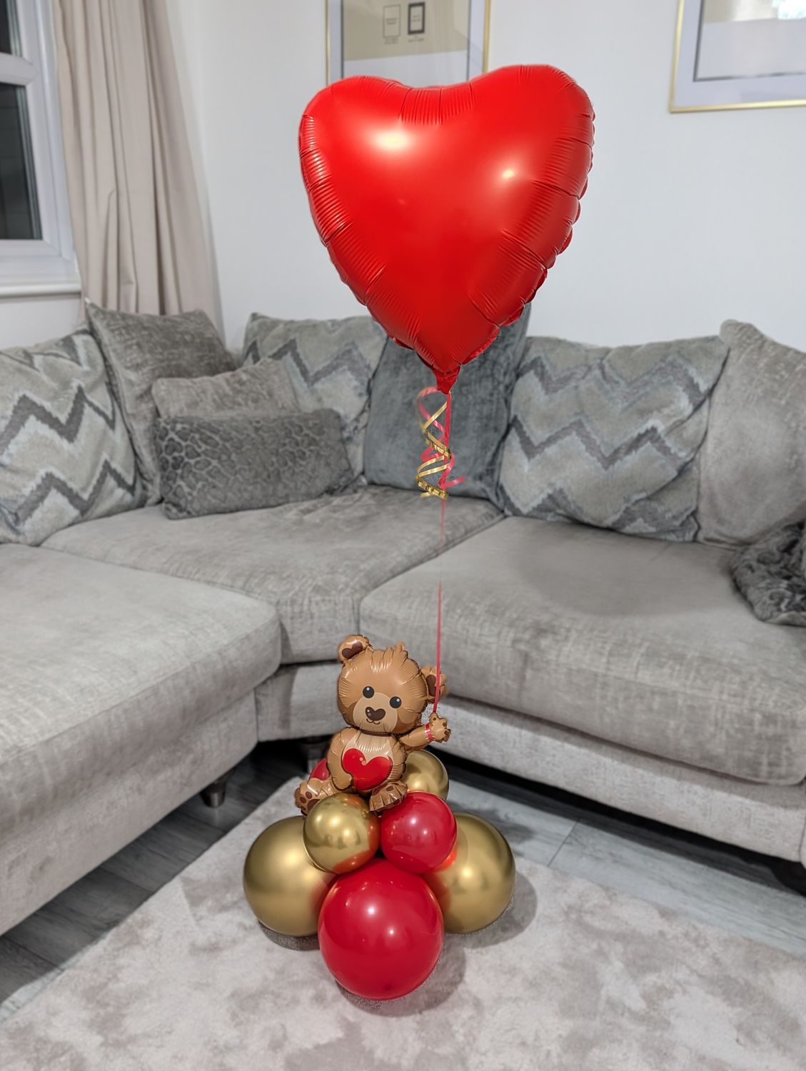 Personalised Helium Heart And Teddy Balloon