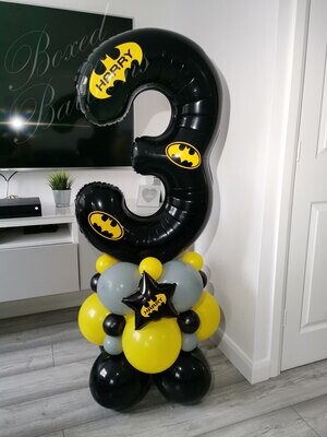 Batman Balloon Stack with Personalised Black Number