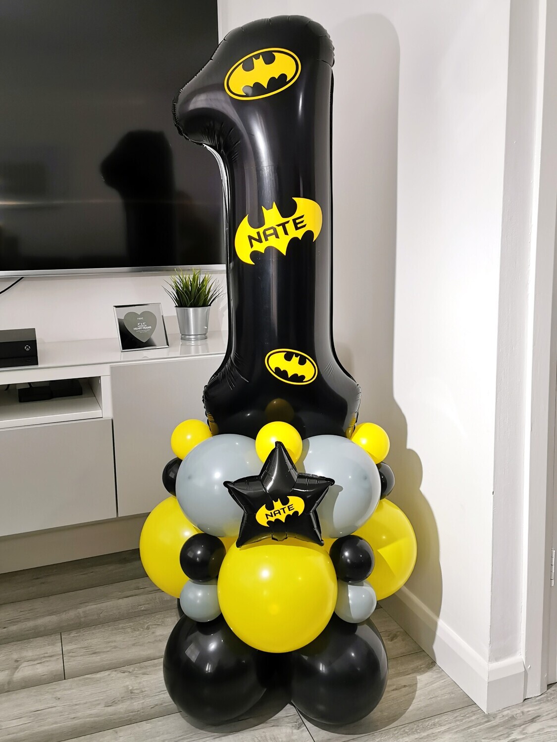 Batman Balloon Stack with Personalised Black Number