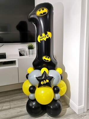 Batman Balloon Stack with Personalised Black Number