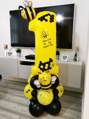 Happy Bee-Day Balloon Stack with Personalised Yellow Number Happy Bee-Day Balloon Stack with Personalised Yellow Number