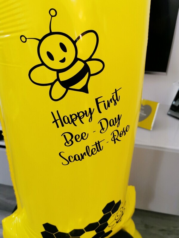 Happy Bee-Day Balloon Stack with Personalised Yellow Number